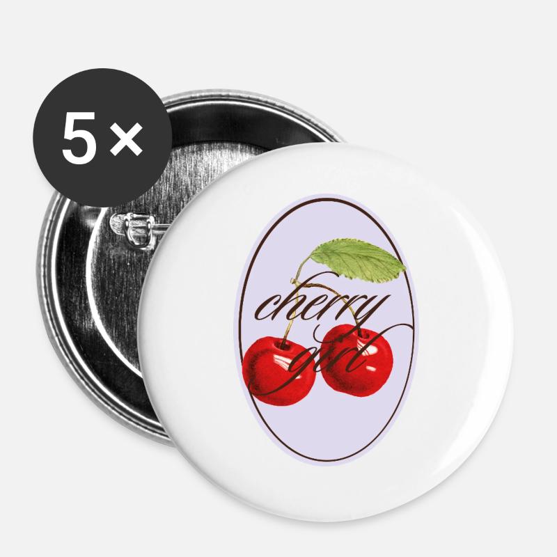 Cherry Girl Vintage Look - Buttons large 2.2''/56 mm (5-pack) - white