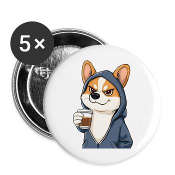 Cooler Corgi mag Kaffee - Buttons groß 56 mm (5er Pack) - Weiß - Vorne