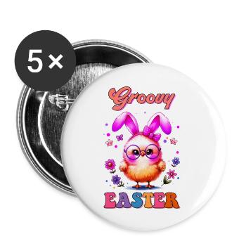 Ostern Osterhase Ostern Ostern Sonntag Osterei Frühling - Buttons groß 56 mm (5er Pack) - Weiß - Vorne