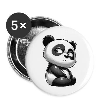 Skeptical Panda Cartoon Cute Doubt - Buttons large 2.2''/56 mm (5-pack) - white - Front