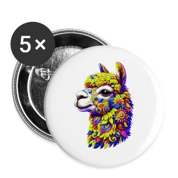 Alpaka - Buttons groß 56 mm (5er Pack) - Weiß - Vorne