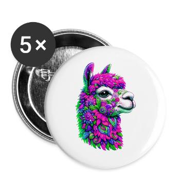 Alpaka - Buttons groß 56 mm (5er Pack) - Weiß - Vorne