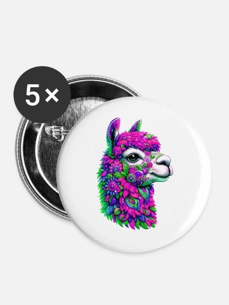 Alpaka - Buttons groß 56 mm (5er Pack) - Weiß