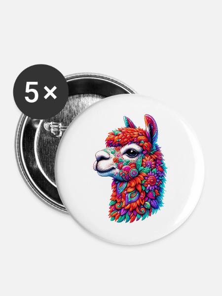 Alpaka - Buttons groß 56 mm (5er Pack) - Weiß