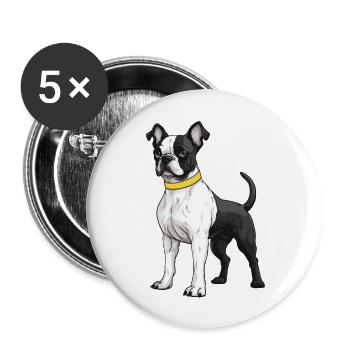 French Bulldog Dog - Buttons large 2.2''/56 mm (5-pack) - white - Front