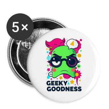 Geekige Güte - Buttons groß 56 mm (5er Pack) - Weiß - Vorne