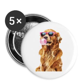 Golden Retriever - Buttons groß 56 mm (5er Pack) - Weiß - Vorne
