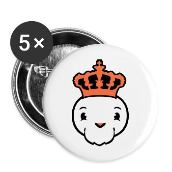 Bird King Crown Ruler Beard Old Kingdom - Buttons large 2.2''/56 mm (5-pack) - white - Front