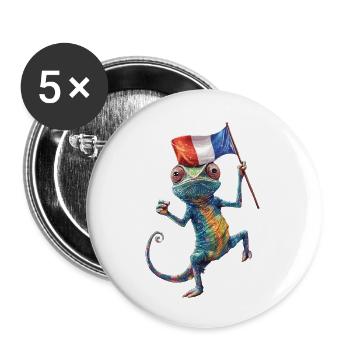 Chamäleon - Buttons groß 56 mm (5er Pack) - Weiß - Vorne