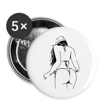 Dame im Bikini - Buttons groß 56 mm (5er Pack) - Weiß - Vorne
