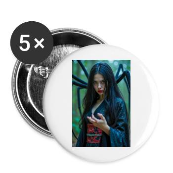 Jorōgumo Schöne und doch tödliche Spinnenfrau aus Seide - Buttons groß 56 mm (5er Pack) - Weiß - Vorne