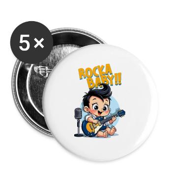 Rocka Baby Rockabilly - Buttons large 2.2''/56 mm (5-pack) - white - Front