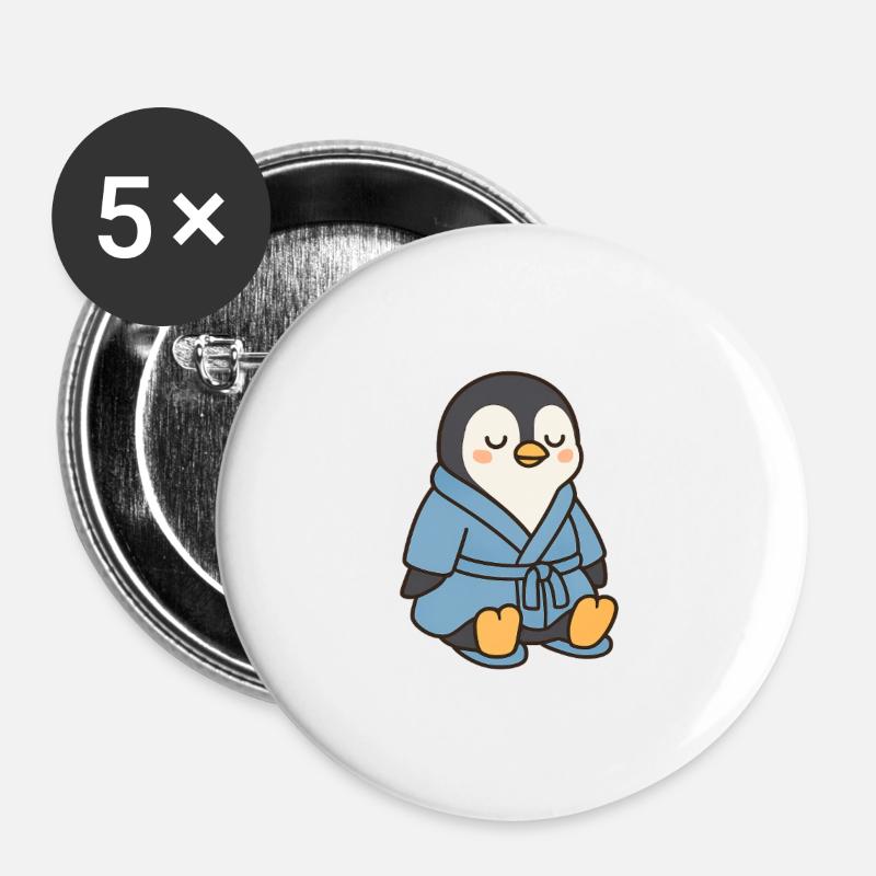 Penguin in a bathrobe - Buttons large 2.2''/56 mm (5-pack) - white