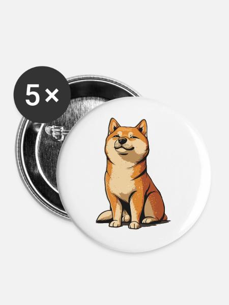 Shiba Inu - Buttons groß 56 mm (5er Pack) - Weiß