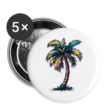 Palm Tree Beach - Buttons large 2.2''/56 mm (5-pack) - white - Front