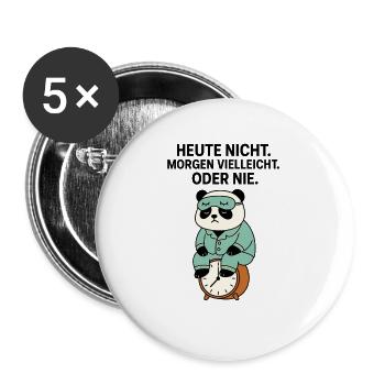 Panda im Pyjama auf Wecker - Buttons groß 56 mm (5er Pack) - Weiß - Vorne