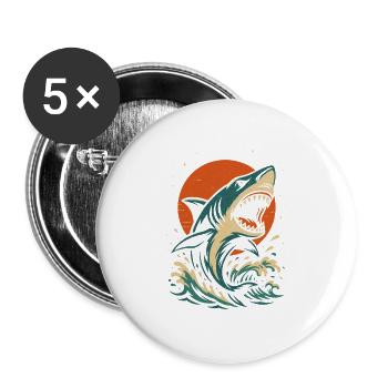Ocean Apex – Ride the Wave - Buttons groß 56 mm (5er Pack) - Weiß - Vorne