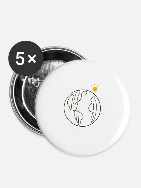 Erde - Buttons groß 56 mm (5er Pack) - Weiß