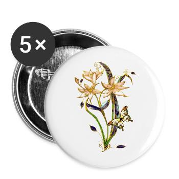 Blumen - Buttons groß 56 mm (5er Pack) - Weiß - Vorne
