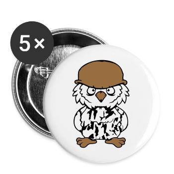 Owl Soldier Military War Helmet Fighter Army Cool - Buttons large 2.2''/56 mm (5-pack) - white - Front