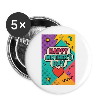 Happy Mother's Day Retro 90s Style - Buttons large 2.2''/56 mm (5-pack) - white - Front