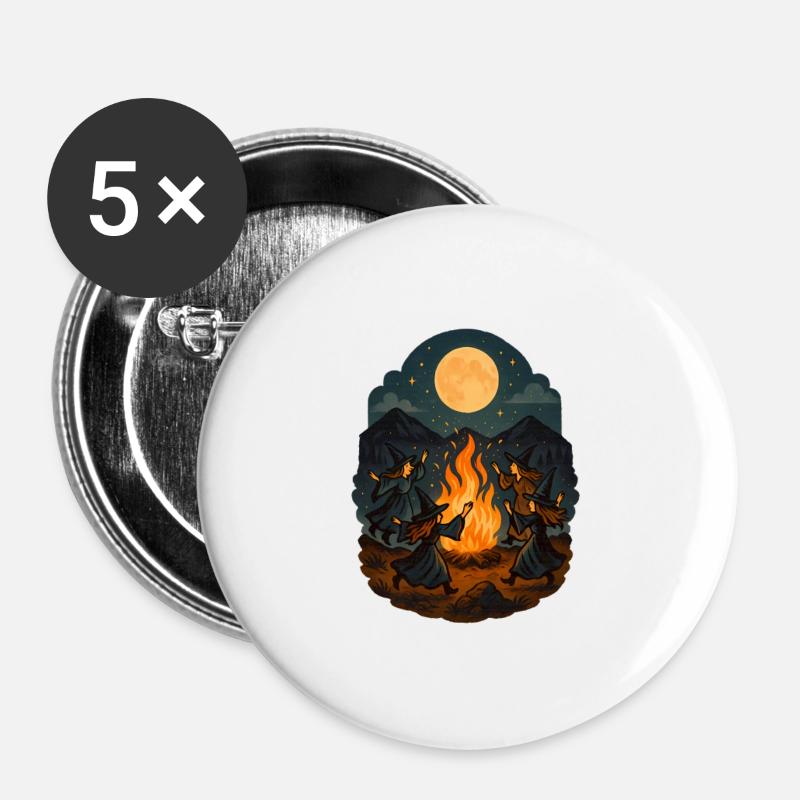 Witch Dance at Full Moon – Magic Fire Ritual - Buttons large 2.2''/56 mm (5-pack) - white