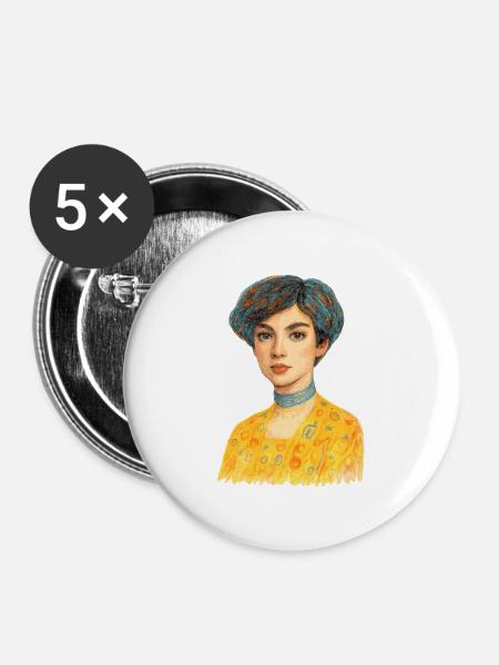 Goldene Eleganz - Buttons groß 56 mm (5er Pack) - Weiß