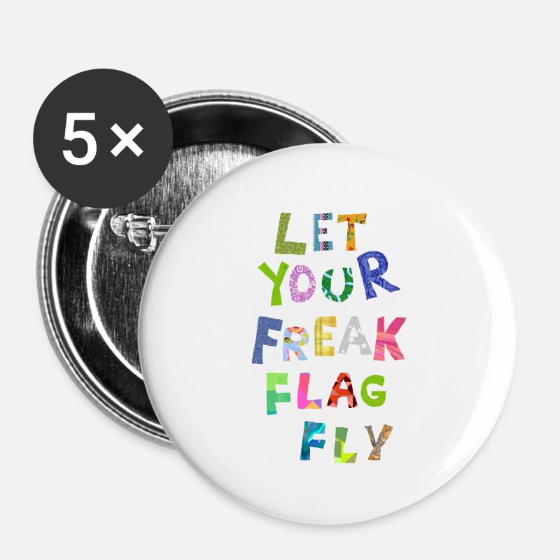 freak flag - Buttons groß 56 mm (5er Pack) - Weiß