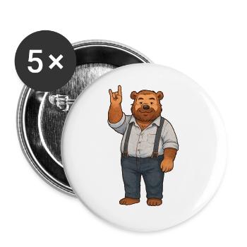 Brummbär rockt - Buttons groß 56 mm (5er Pack) - Weiß - Vorne