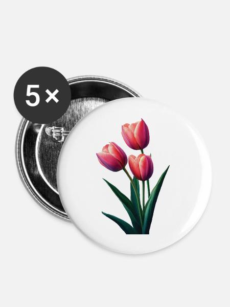 Tulpe - Buttons groß 56 mm (5er Pack) - Weiß