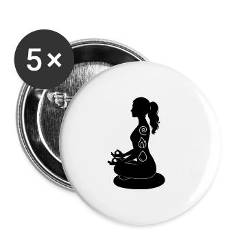 Elements Meditation – Fire, Water, Air, Earth, Yoga - Buttons large 2.2''/56 mm (5-pack) - white - Front