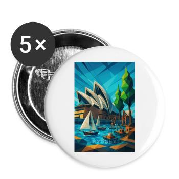 Sydney OPERA HOUSE – L’architecture comme une vague - Lot de 5 grands badges (56 mm) - blanc - Devant