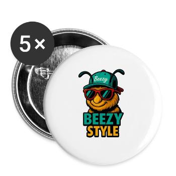 Beezy Style Biene Cap - Buttons groß 56 mm (5er Pack) - Weiß - Vorne
