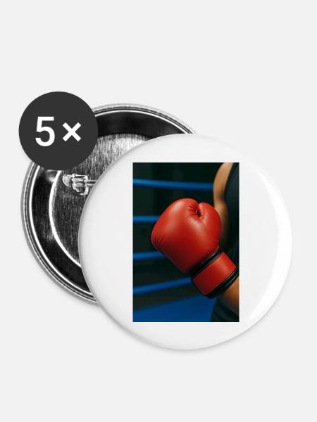 Boxen - Handschuh - Buttons groß 56 mm (5er Pack) - Weiß