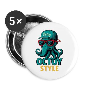 Octoy Style Oktopus Retro Cap - Buttons groß 56 mm (5er Pack) - Weiß - Vorne
