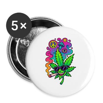 GreenGlow - Buttons groß 56 mm (5er Pack) - Weiß - Vorne