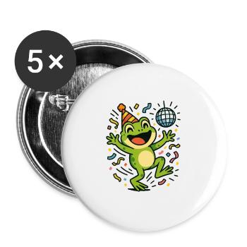 Grenouille de fête - Lot de 5 grands badges (56 mm) - blanc - Devant