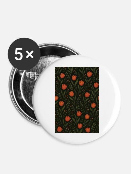 Tulip Pattern - Buttons large 2.2''/56 mm (5-pack) - white