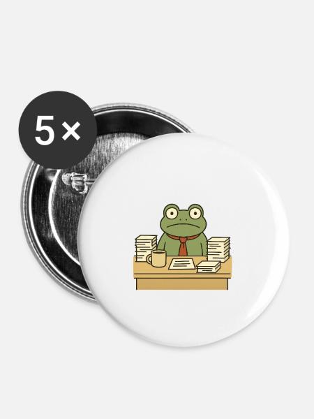 Business Frog - Buttons large 2.2''/56 mm (5-pack) - white