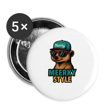 Meerky Style - Lot de 5 grands badges (56 mm) - blanc - Devant