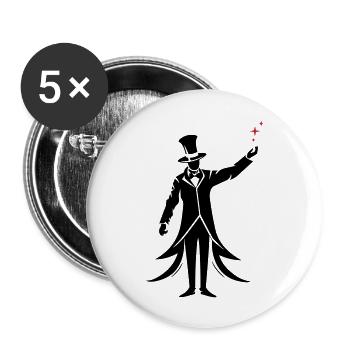 Magician Silhouette Wizard - Buttons large 2.2''/56 mm (5-pack) - white - Front