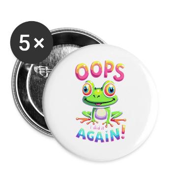 Bunter Frosch mit optimistischer Botschaft - Buttons groß 56 mm (5er Pack) - Weiß - Vorne