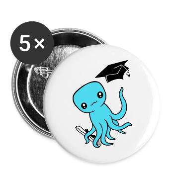 Octopus High School Graduation Passed College - Buttons large 2.2''/56 mm (5-pack) - white - Front