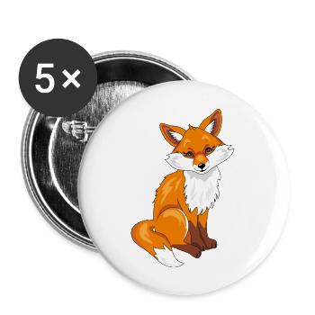 Sitzender süßer, schüchterner Fuchs - Buttons groß 56 mm (5er Pack) - Weiß - Vorne