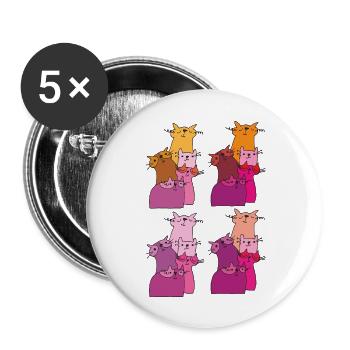 katzen treffen muster - Buttons groß 56 mm (5er Pack) - Weiß - Vorne