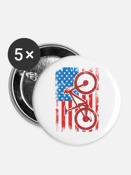 4. Juli USA MTB - Buttons groß 56 mm (5er Pack) - Weiß