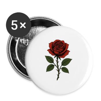 Rose - Buttons groß 56 mm (5er Pack) - Weiß - Vorne