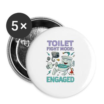 Toilettenkampf-Modus – Absurdes Hirnfäule-Design - Buttons groß 56 mm (5er Pack) - Weiß - Vorne