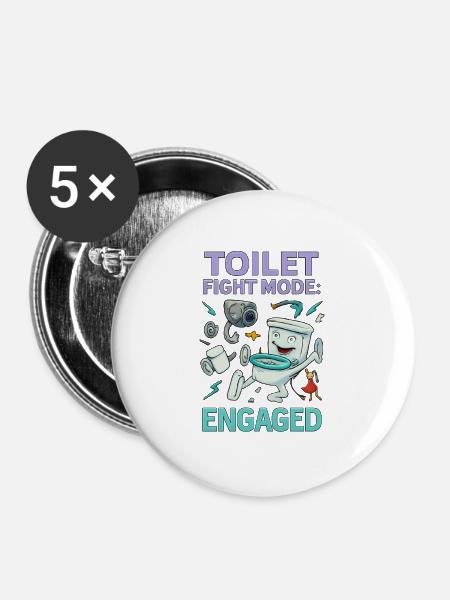 Toilettenkampf-Modus – Absurdes Hirnfäule-Design - Buttons groß 56 mm (5er Pack) - Weiß