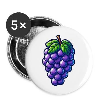 Blaue Traube - Buttons groß 56 mm (5er Pack) - Weiß - Vorne